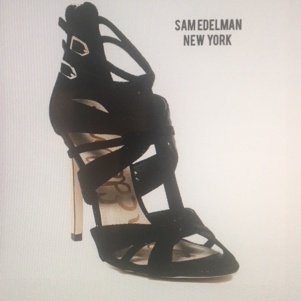 Sam Edelman black Pepper Reptile Embossed Heels